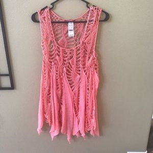 BOHO style handkerchief top/dress M/L apricot NWT